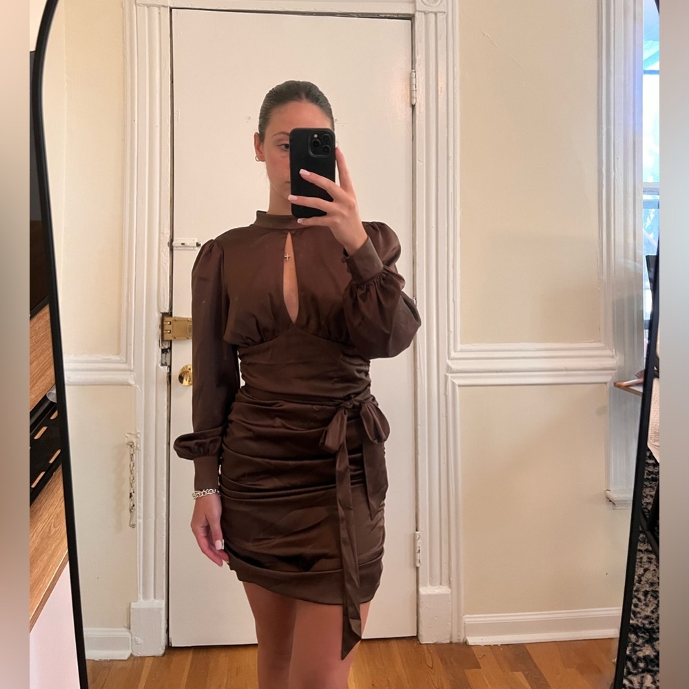 Majorelle chestnut brown mini dress. Size S